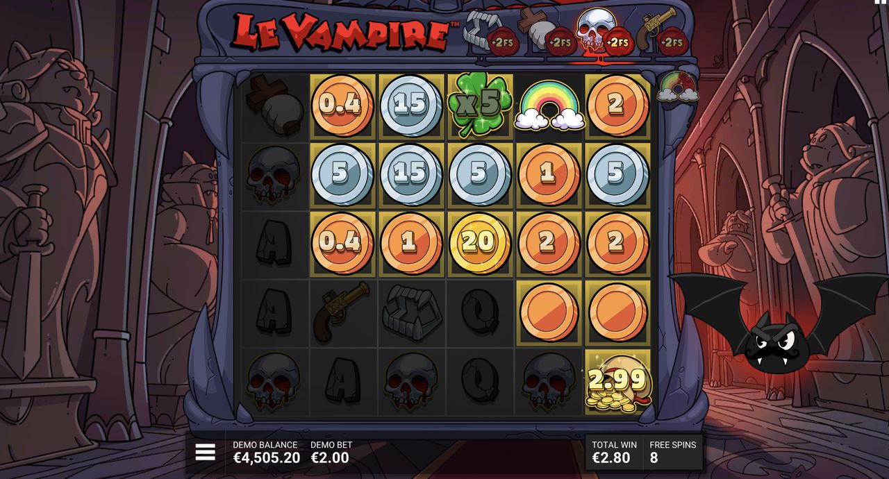 The reveal: Coins, Clovers and multipliers fill the marked squares before the collect pays.