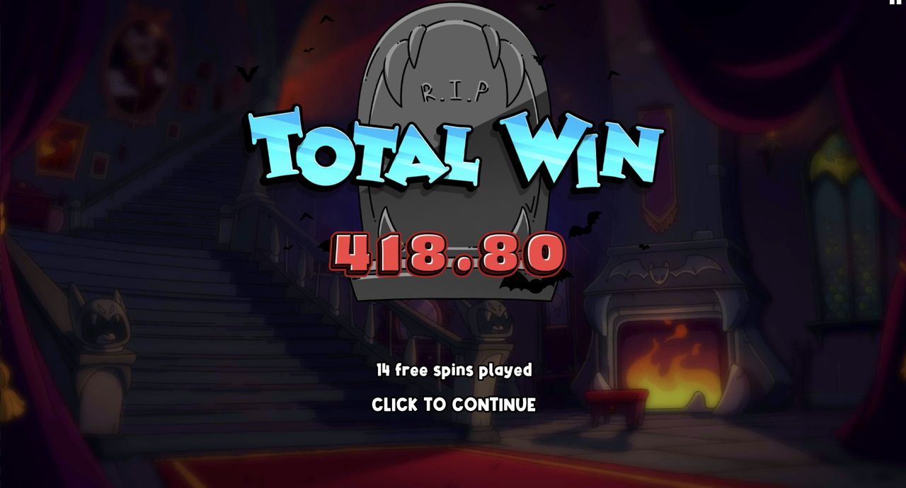A 418.80-credit finish after 14 free spins - a mid-size bonus round, nowhere near the 15,000x cap.